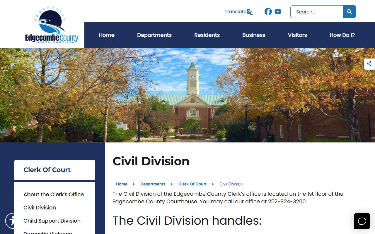Edgecombe County Clerk of Superior Court Civil Division records
