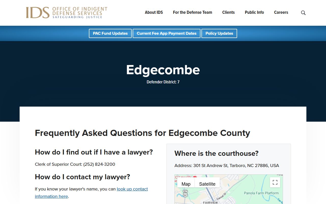 Edgecombe County arrest records and court charges indigent defense source