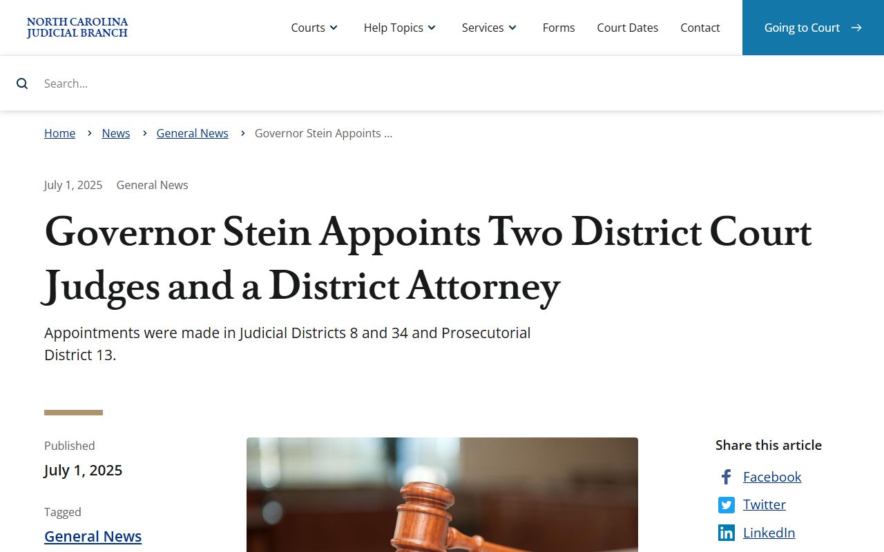 Edgecombe County court dockets District Court appointment news