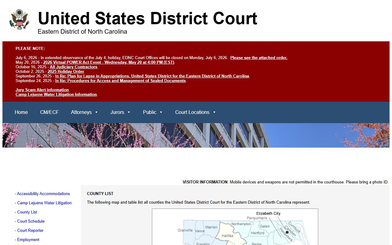 Edgecombe County District Court federal district county list