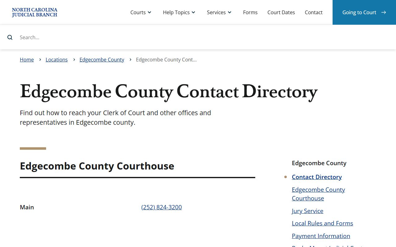 Edgecombe County court records contact directory