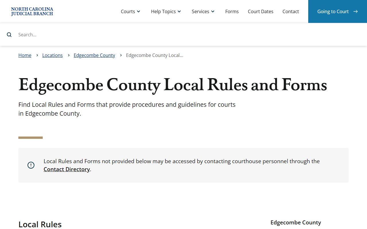 Edgecombe County court records local rules and forms