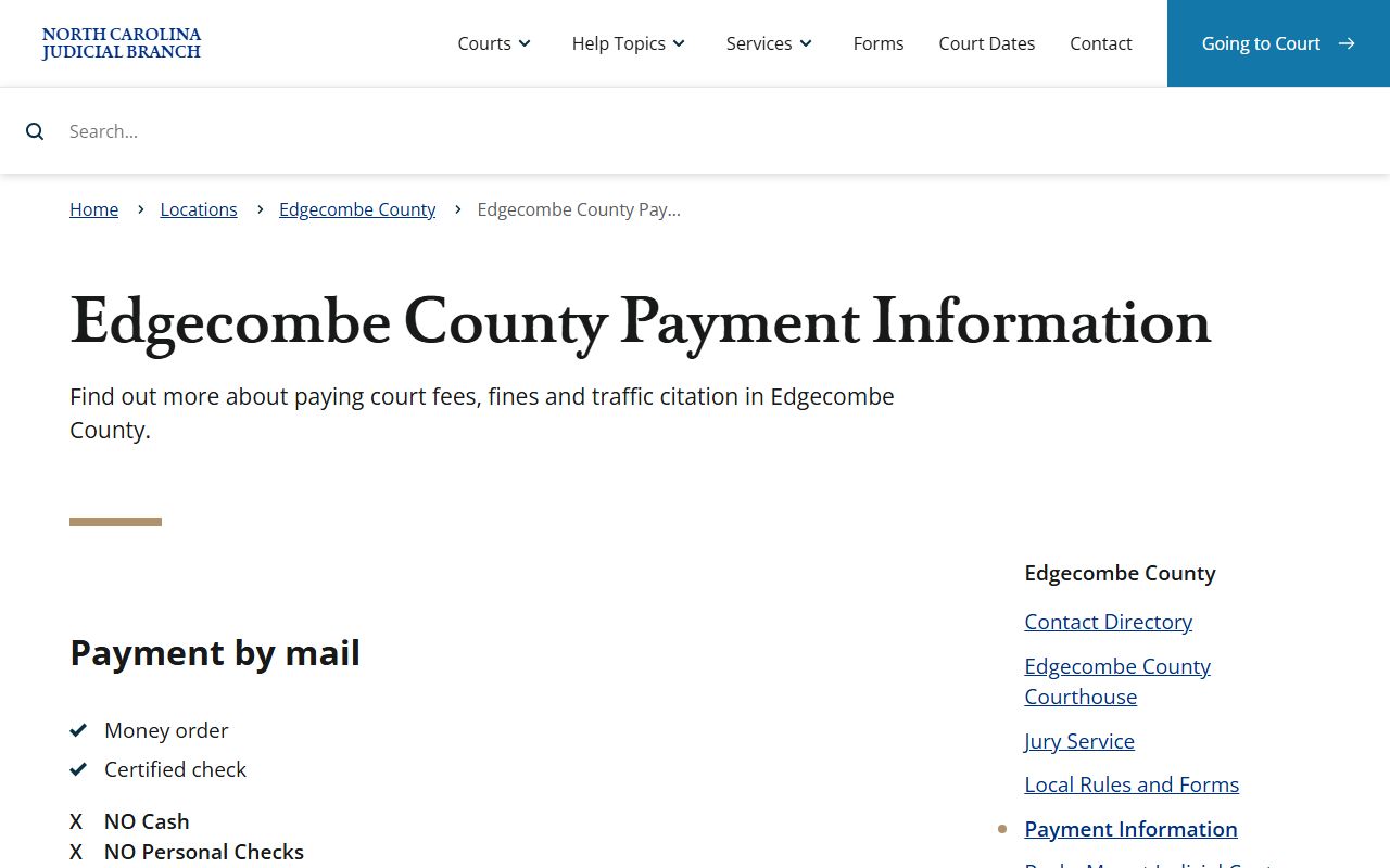 Edgecombe County court records payment information