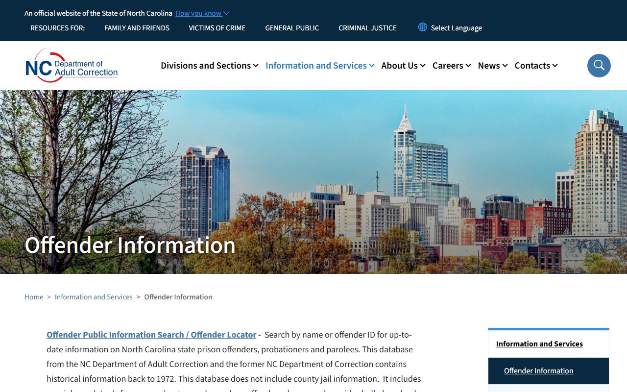Edgecombe County inmate records NCDAC offender search source