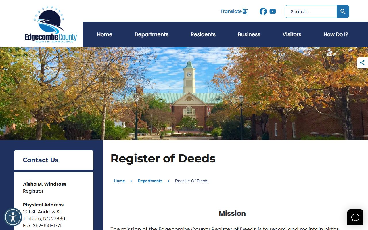 Edgecombe County marriage records Register of Deeds office page