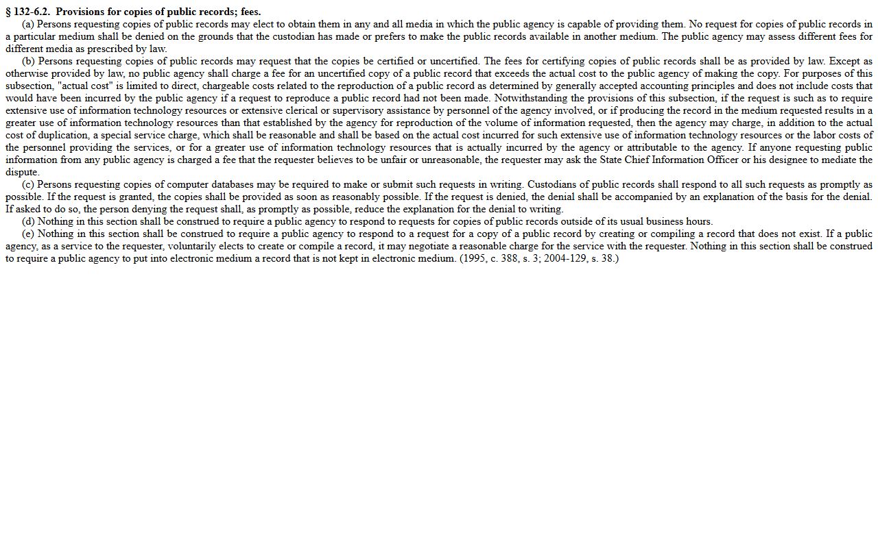 Edgecombe County probate records G.S. 132-6.2 public records fee rules